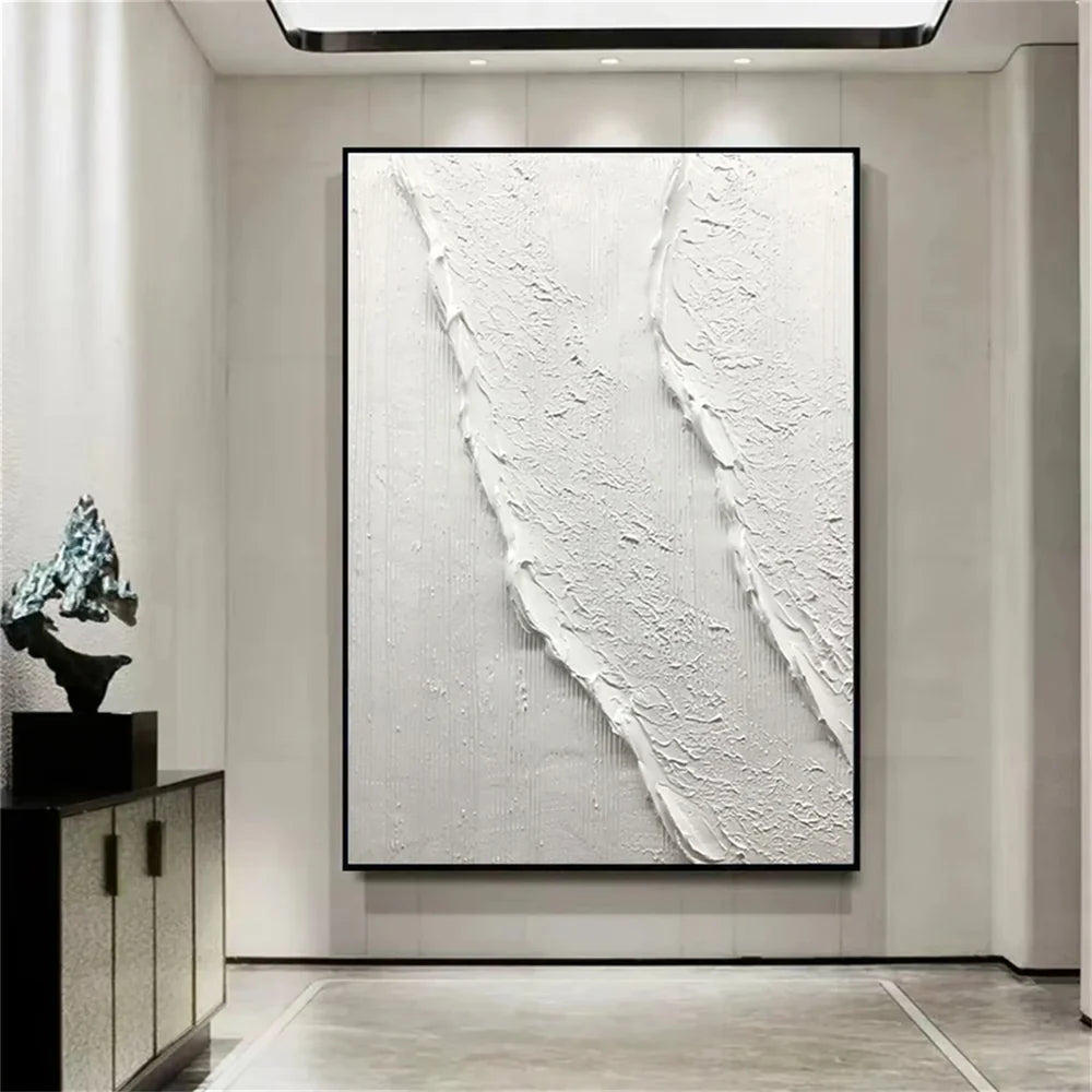 White Minimalist Textured Wall Art #MT076