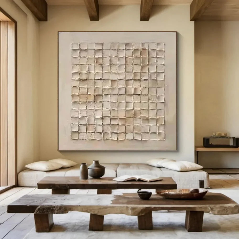 Beige and Brown Abstract Texture Wall Art  #AT047