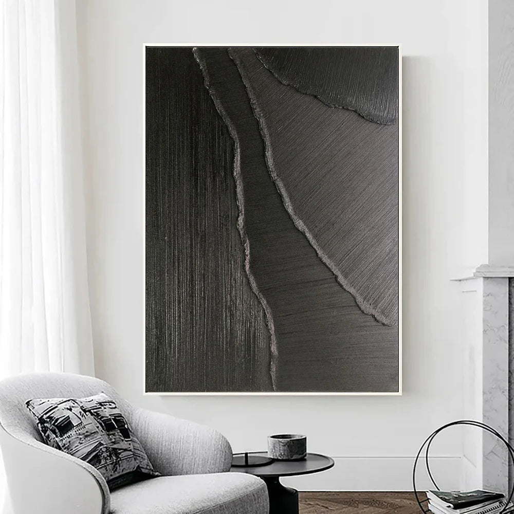 Black Minimalist Textured Wall Art #MT080