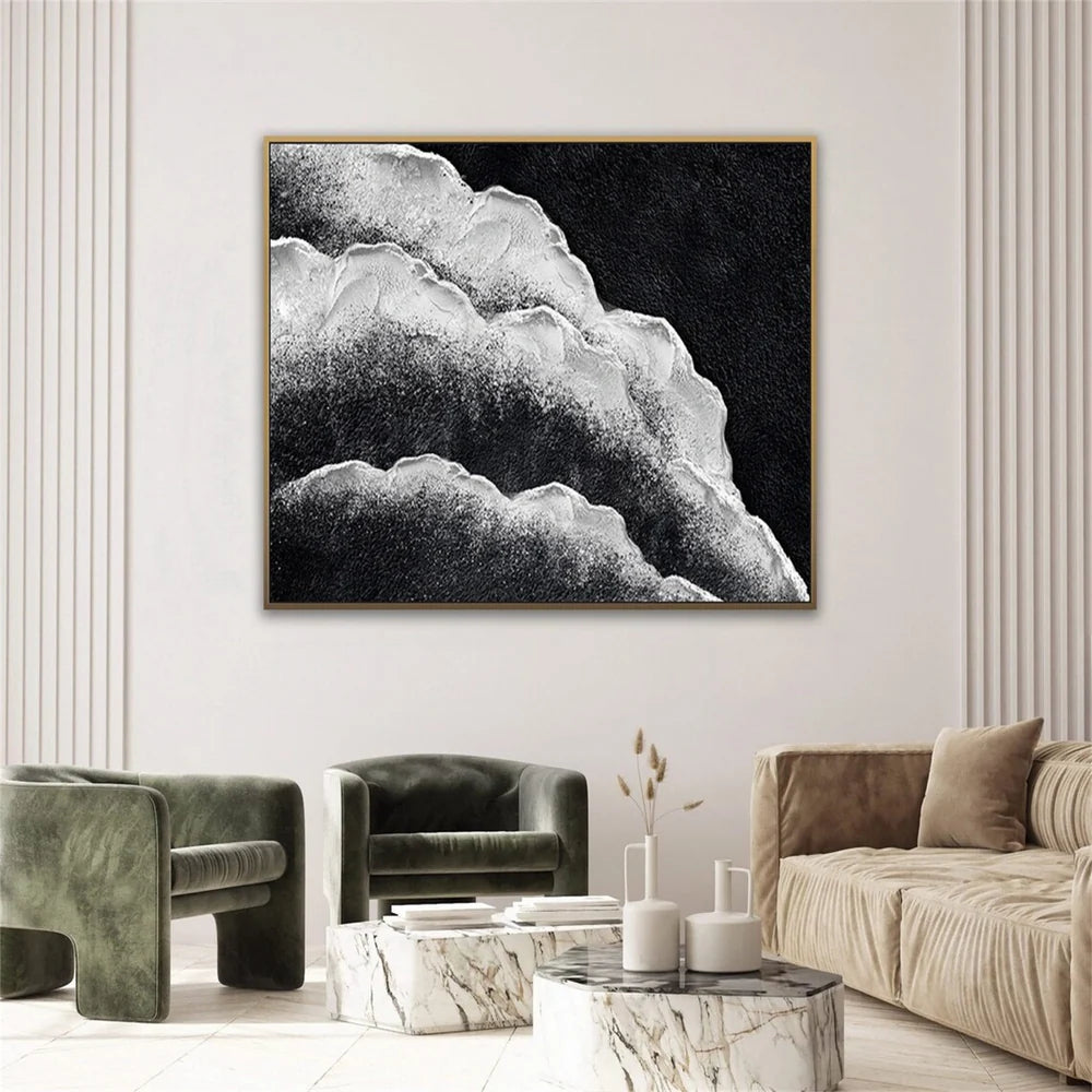 Black and White Minimalist Textured Wall Art #MT071