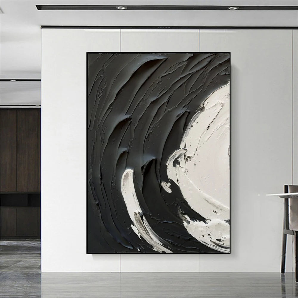 Black and White Minimalist Textured Wall Art #MT044