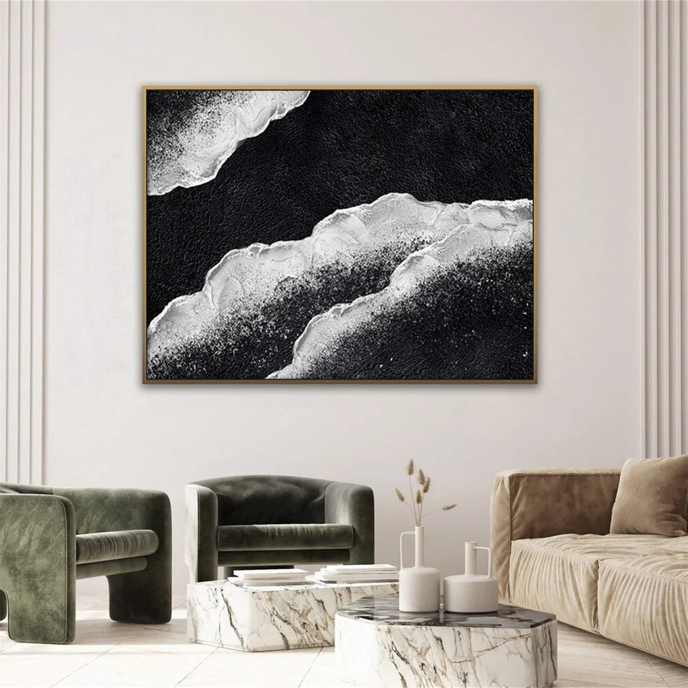 Black and White Minimalist Textured Wall Art #MT070
