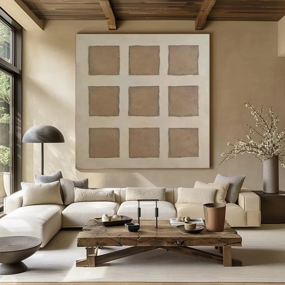 Beige & Brown Wabi Sabi Abstract Wall Art #WT040