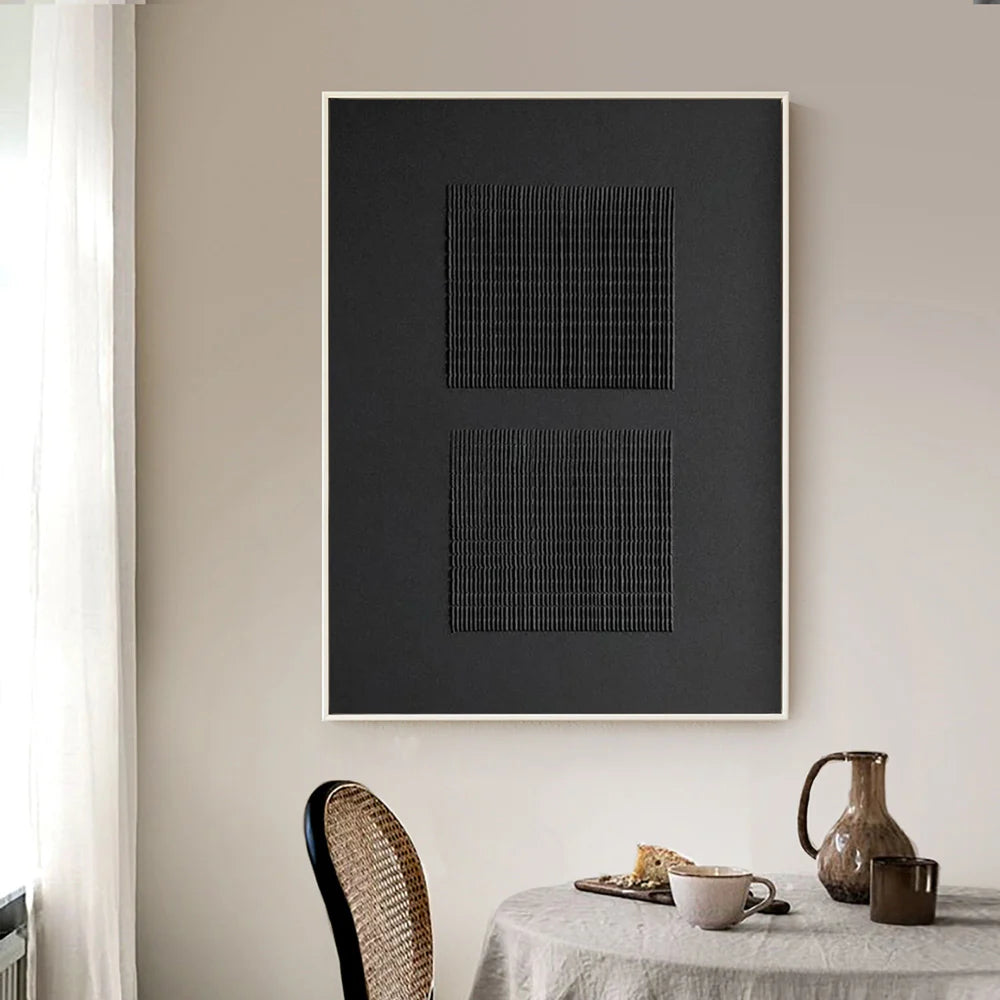 Black Minimalist Textured Wall Art #MT053