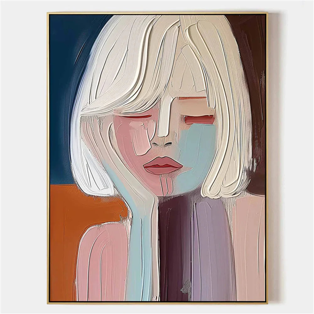 Abstract Portrait Textured Wall Art #PB002