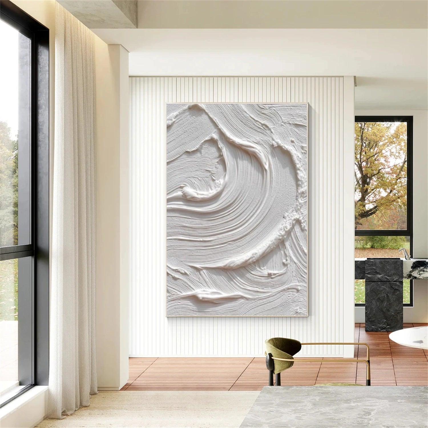 White Minimalist Textured Wall Art #MT150