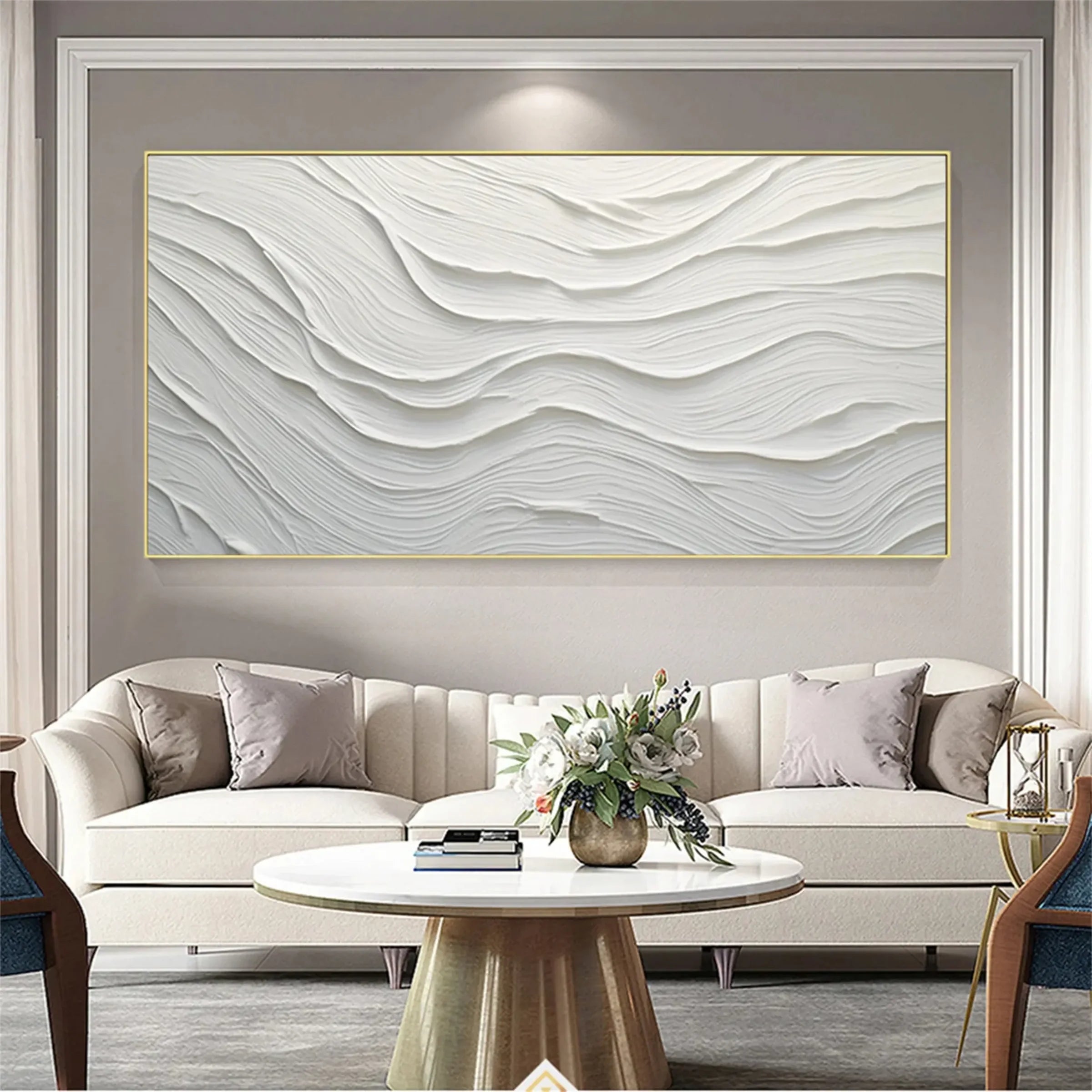 White Minimalist Textured Wall Art #MT073