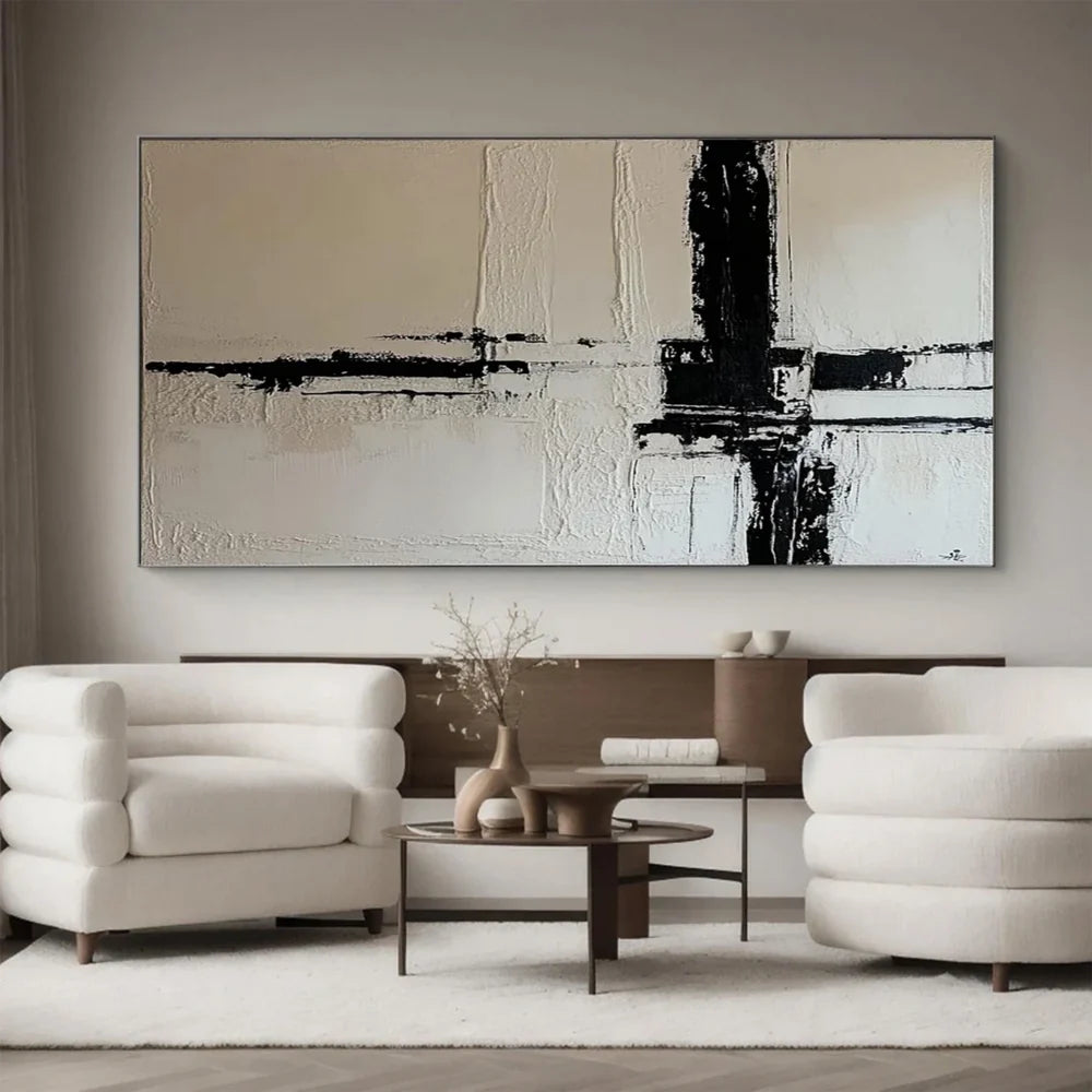 Black and White Minimalist Textured Wall Art #MT019