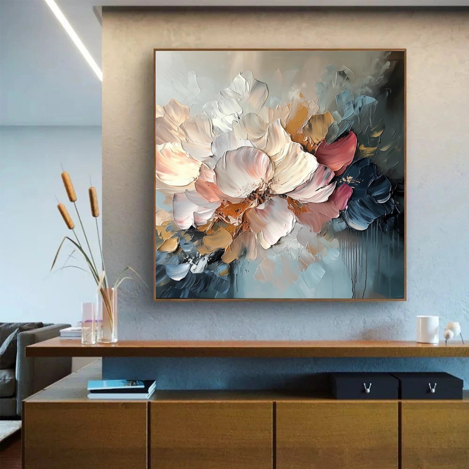 Flower & Tree Textured  Abstract Wall Art #SF065