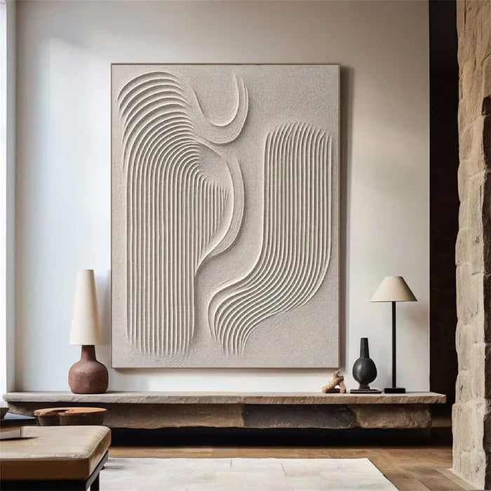 #CL-Custom  Size Beige and Brown Abstract Texture Wall Art #AT012