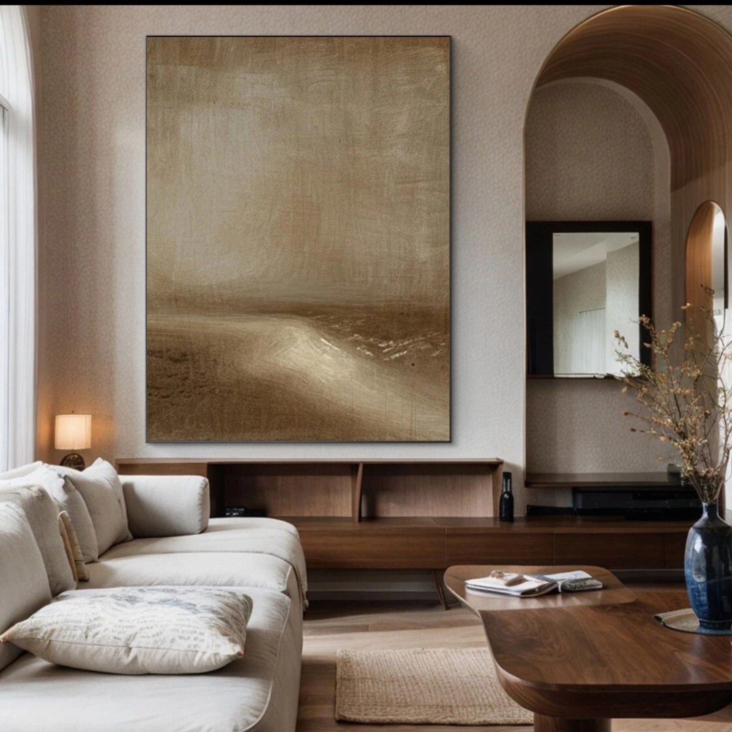 Beige and Brown Abstract Wall Art #AT166