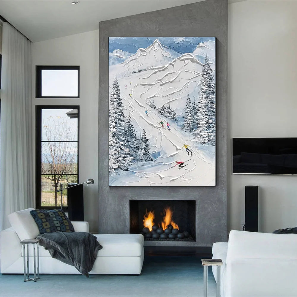 Skiing Sport Art Textured Canvas #PT020
