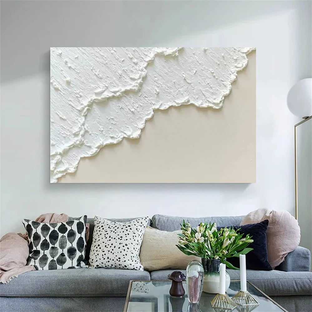 White Minimalist Textured Wall Art #MT059