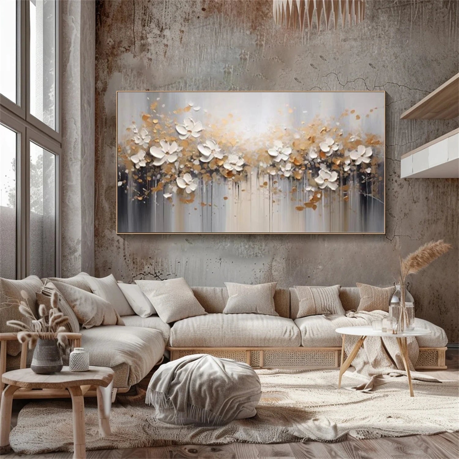 Flower & Tree Textured  Abstract Wall Art #SF063