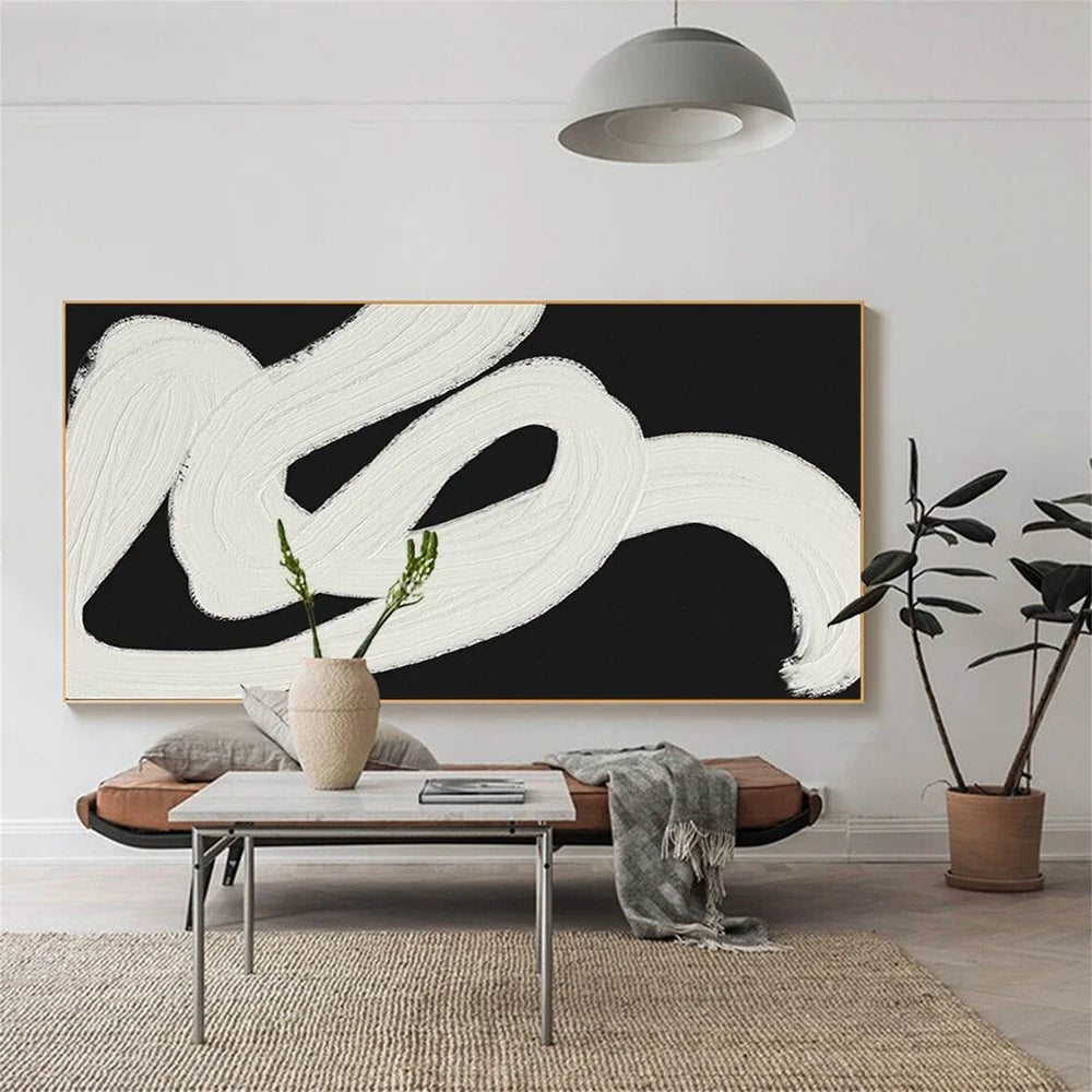 Black and White Minimalist Textured Wall Art #MT045