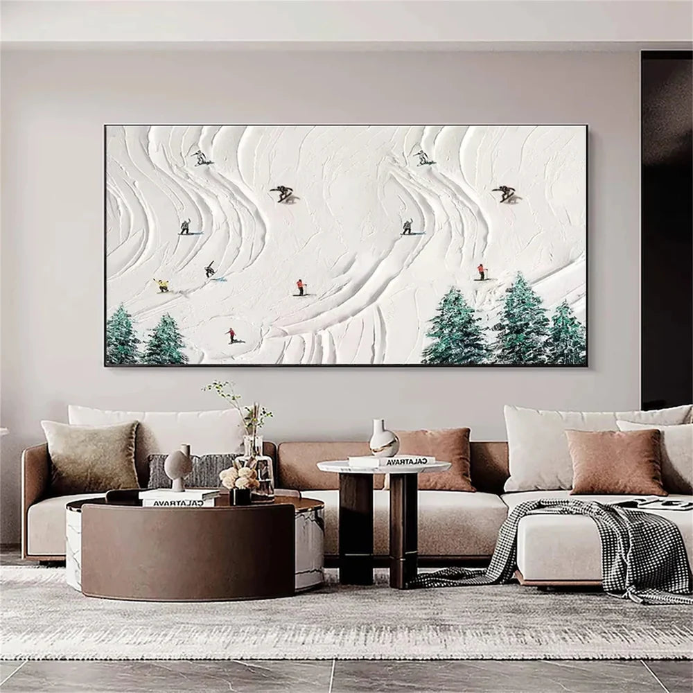 Skiing Sport Art Textured Canvas #PT018