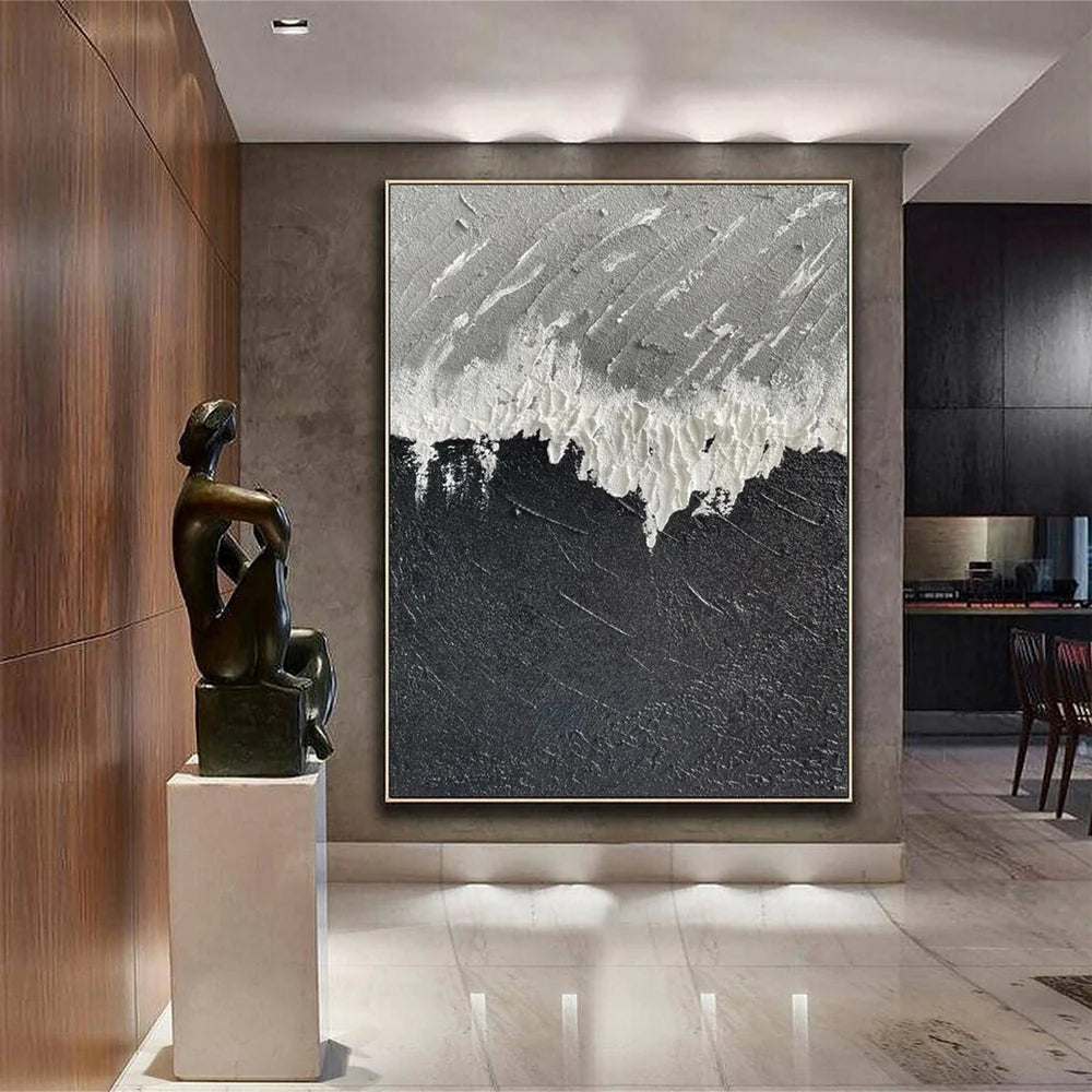 Black and White Minimalist Textured Wall Art #MT069
