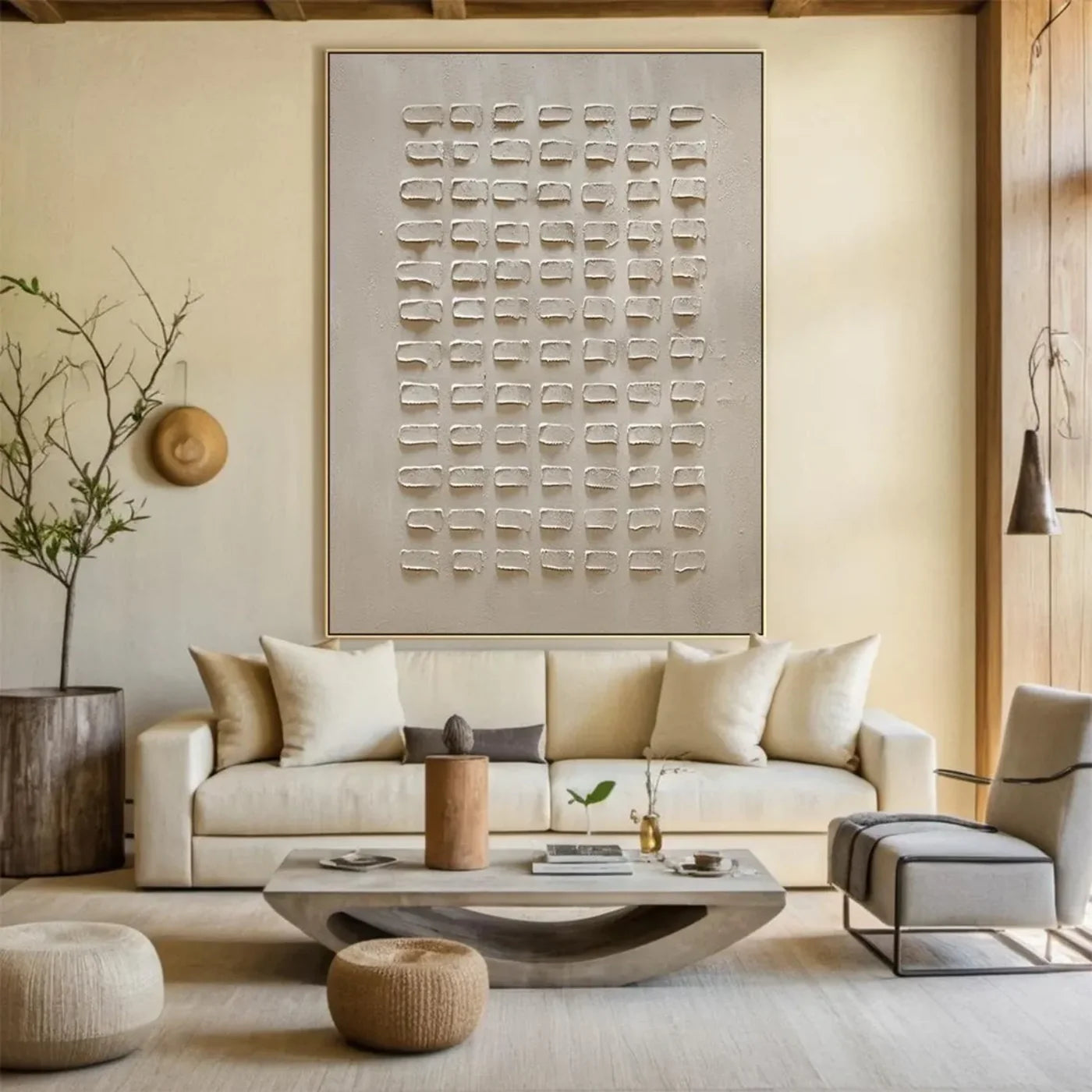 Beige and Brown Abstract Texture Wall Art #AT085