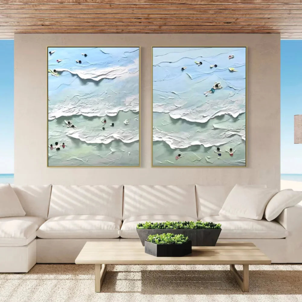 Swimming Sport Art Textured Canvas Set of 2 #PT027