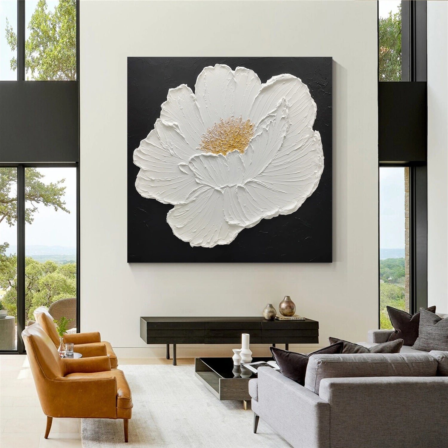 Flower & Tree Textured Abstract Wall Art #SF047