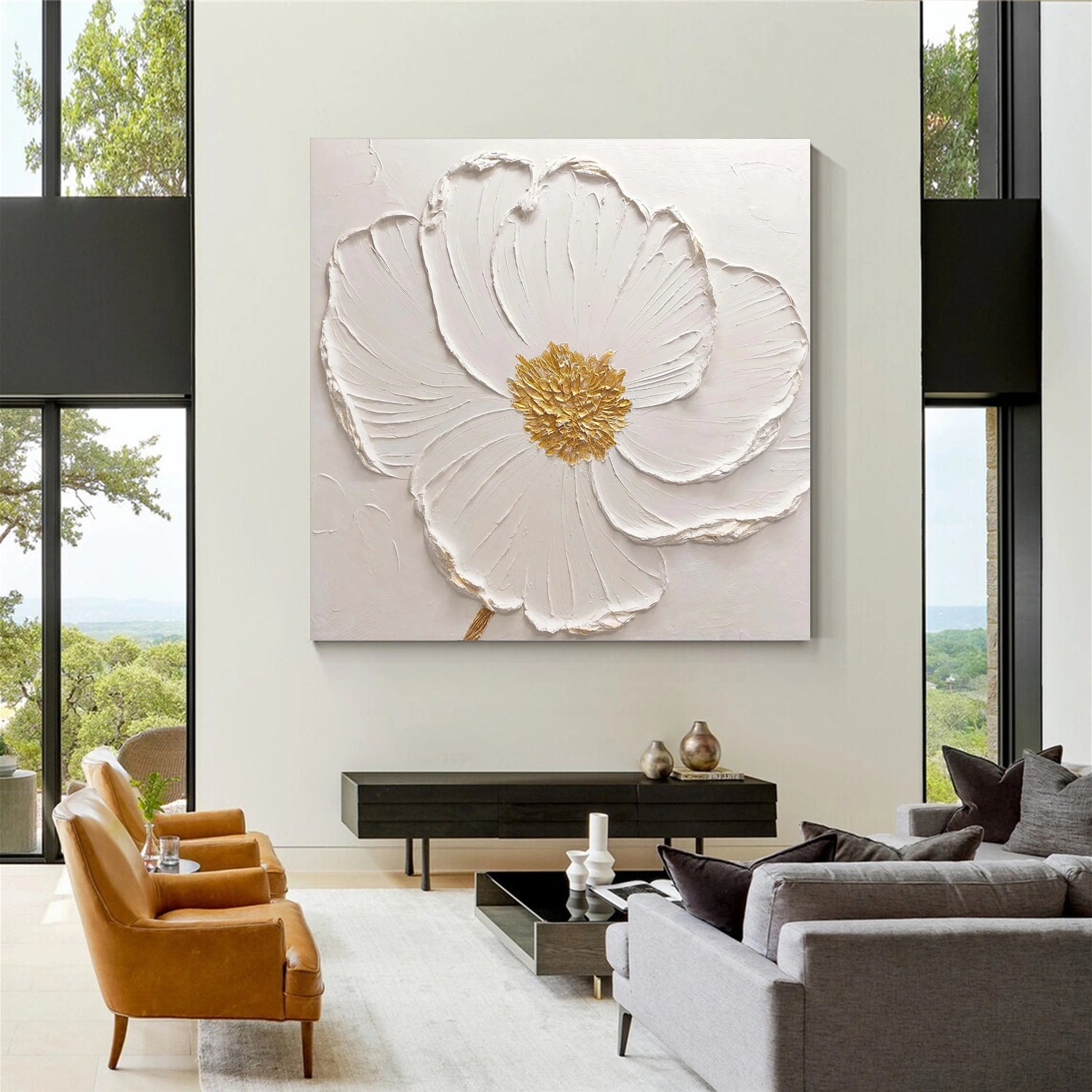 Flower & Tree Textured Abstract Wall Art #SF045