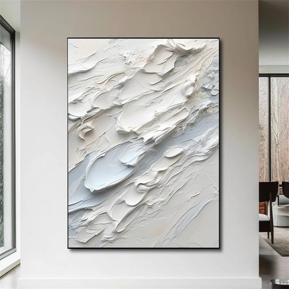 White Minimalist Textured Wall Art #MT058