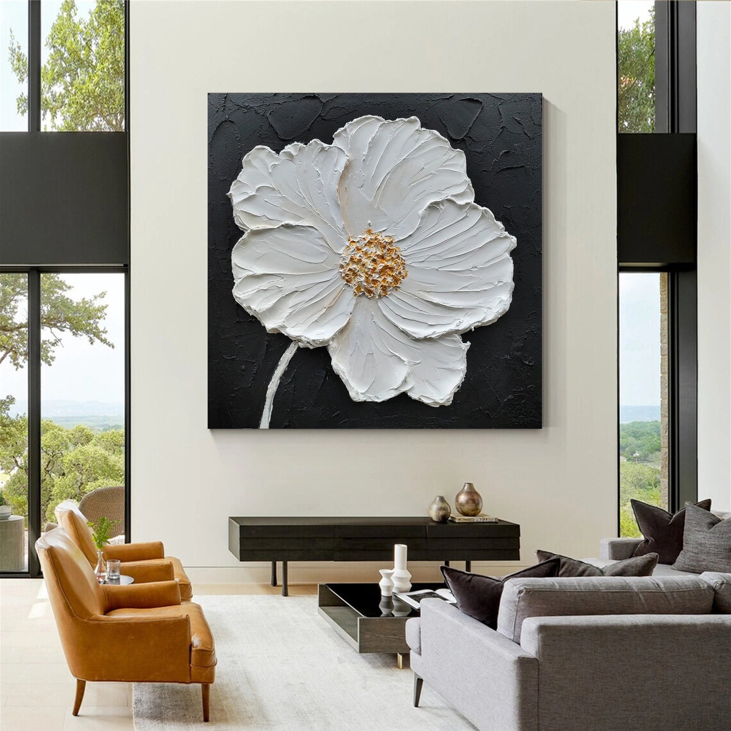 Flower & Tree Textured Abstract Wall Art #SF046