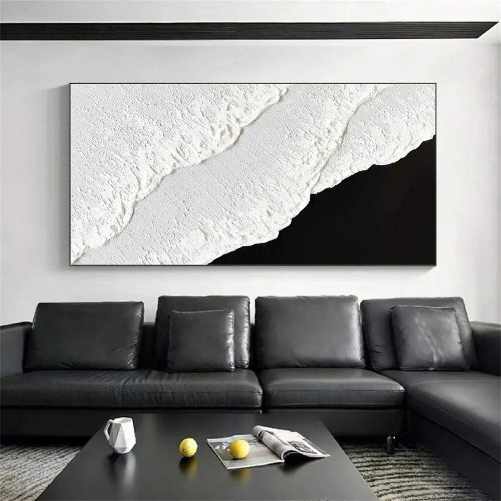 Black and White Minimalist Textured Wall Art #MT046