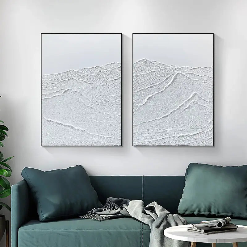 White Minimalist Textured Wall Art Set of 2 #MT042