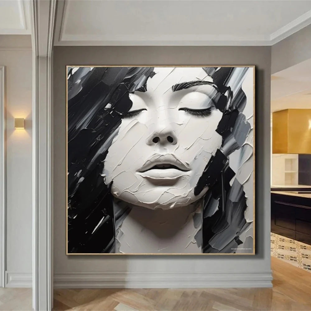 Abstract Portrait Textured Wall Art #PB010