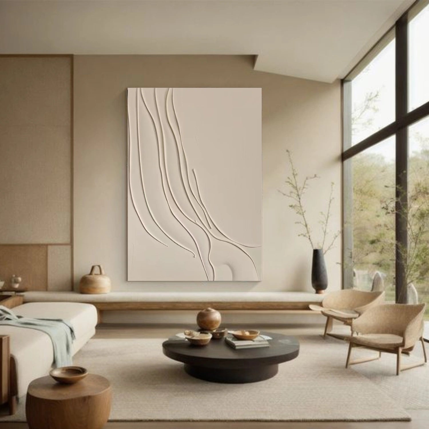 White Minimalist Textured Wall Art #MT139