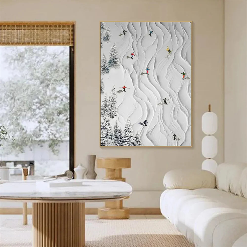 Skiing Sport Art Textured Canvas #PT012