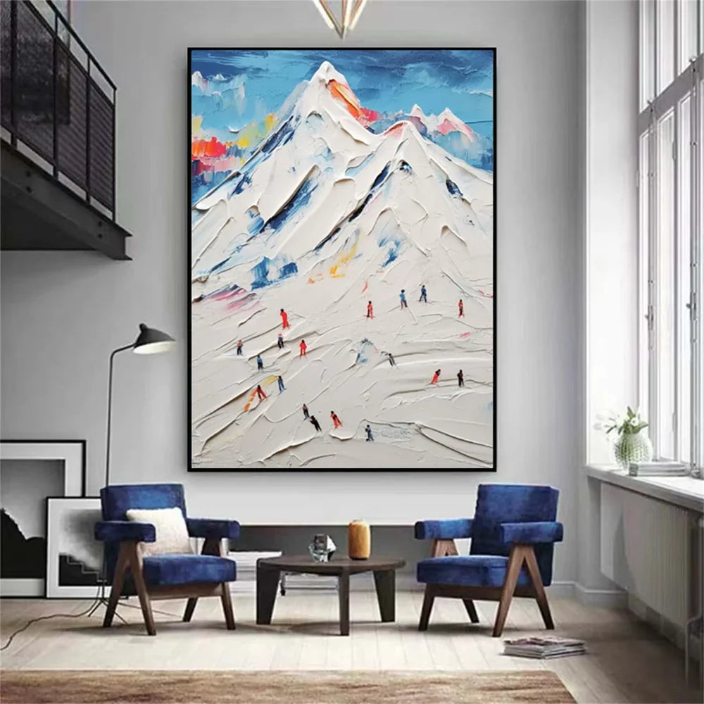 Skiing Sport Art Textured Canvas #PT013