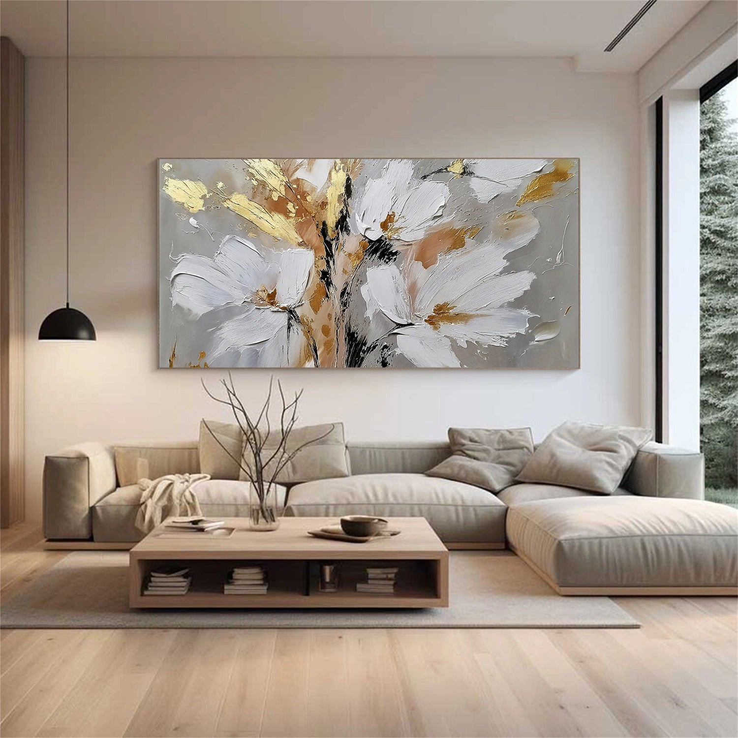 Flower & Tree Textured Abstract Wall Art #SF053