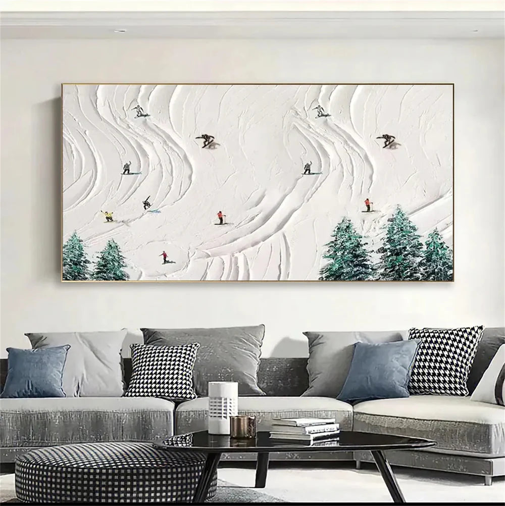 Skiing Sport Art Textured Canvas #PT018