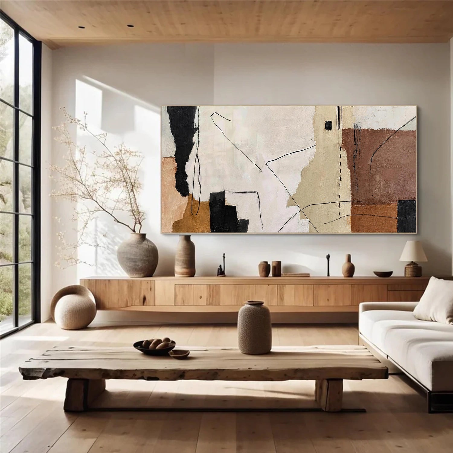 Beige and Brown Abstract Wall Art #AT178