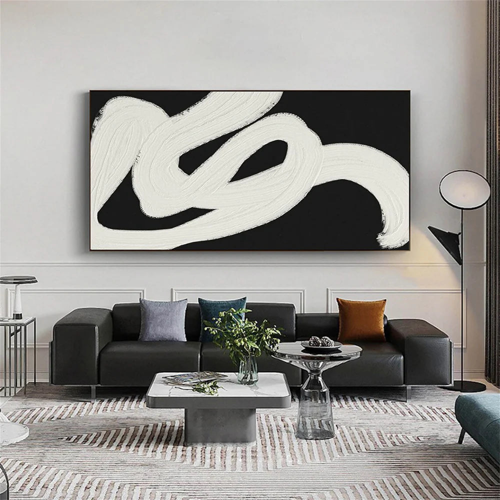 Black and White Minimalist Textured Wall Art #MT045
