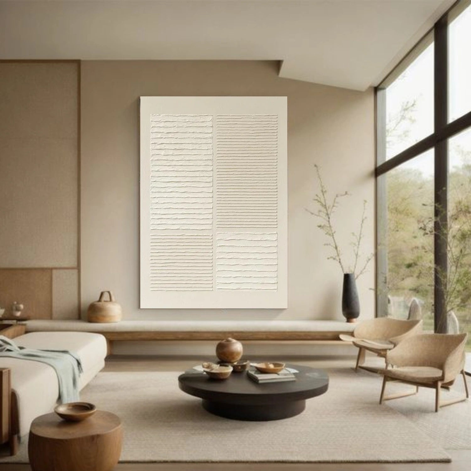 White Minimalist Textured Wall Art #MT141