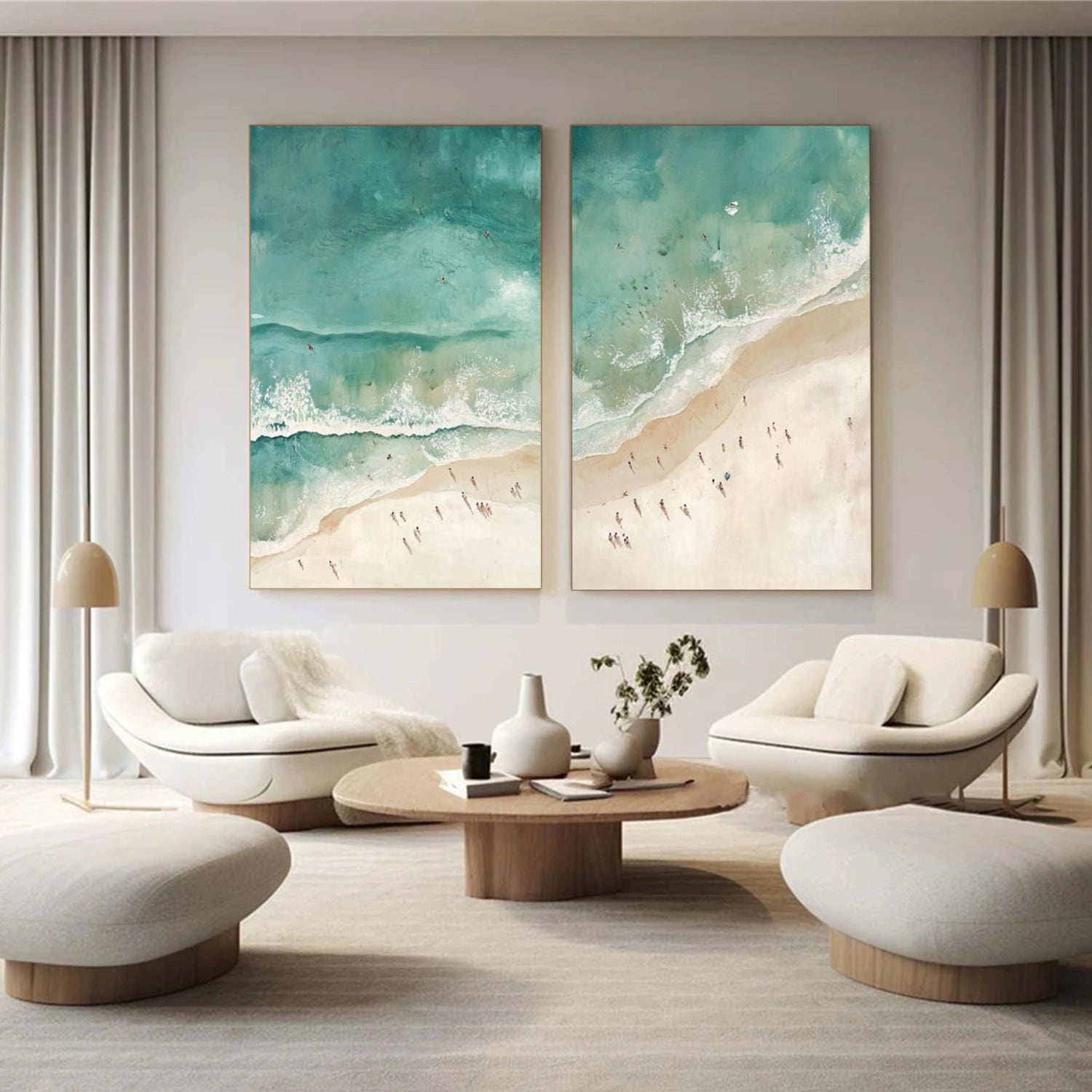 Swimming Sport Art Textured Canvas Set of 2 #PT043