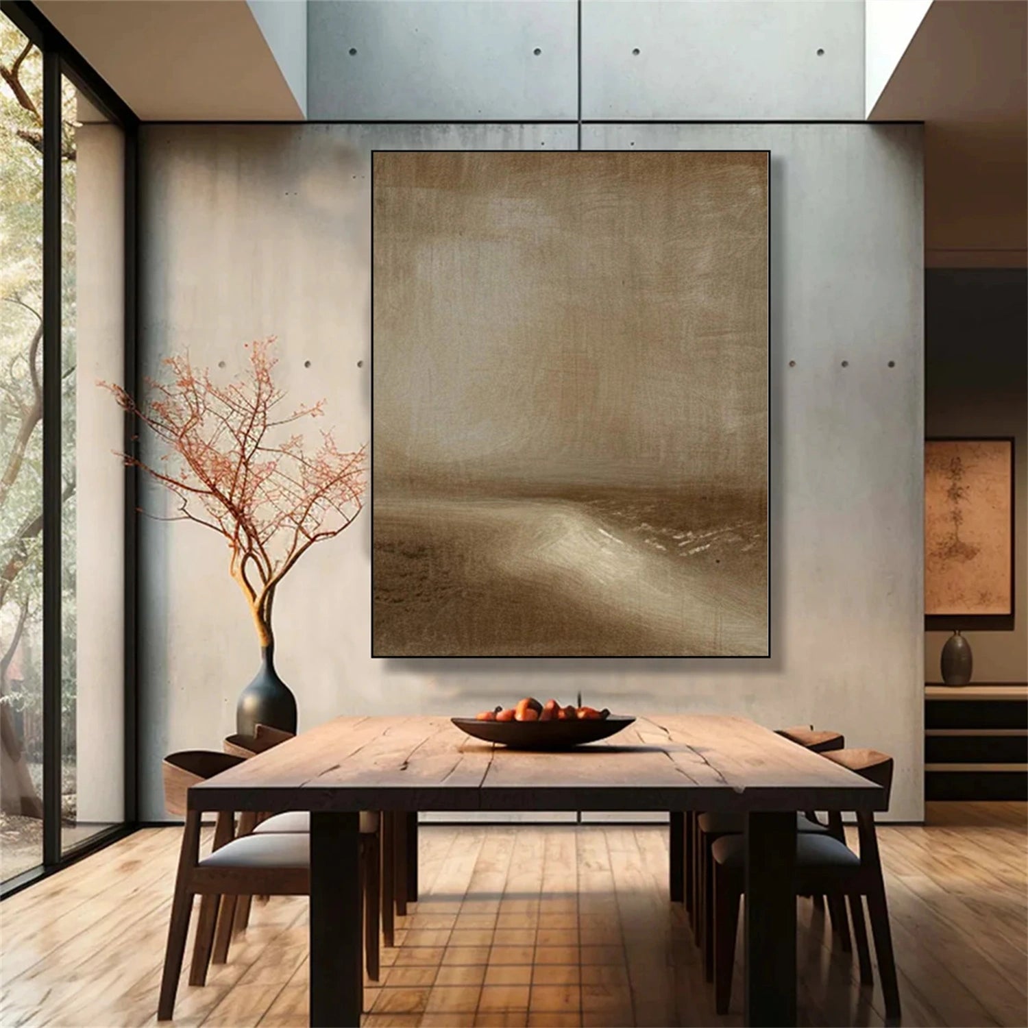 Beige and Brown Abstract Wall Art #AT166