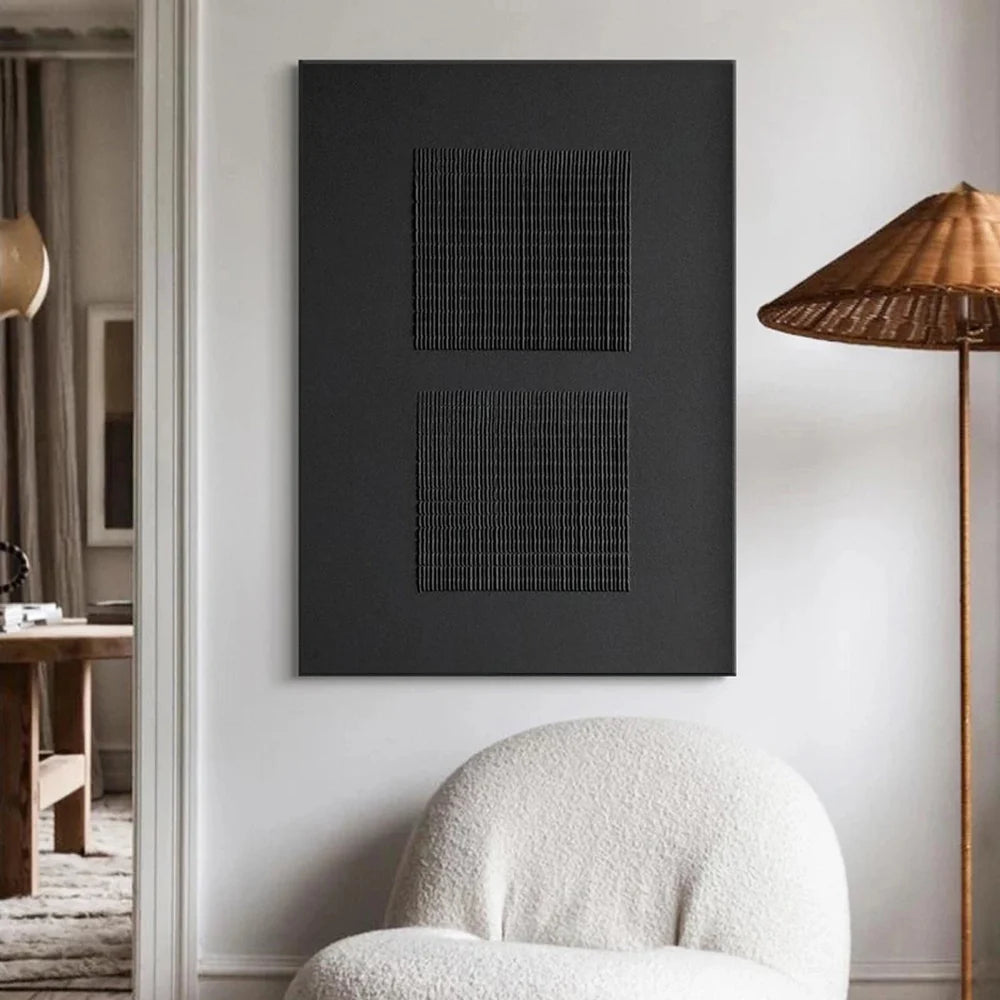 Black Minimalist Textured Wall Art #MT053