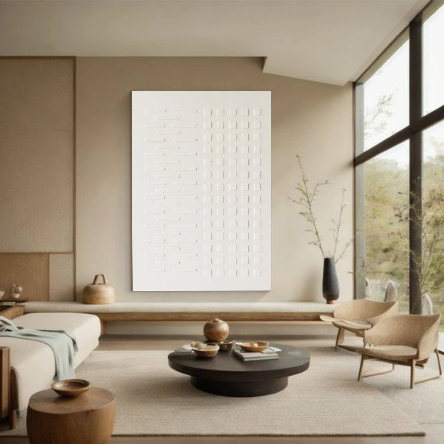 White Minimalist Textured Wall Art #MT140