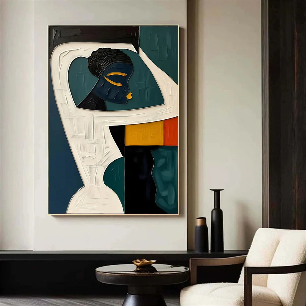 Abstract Portrait Textured Wall Art #PB001