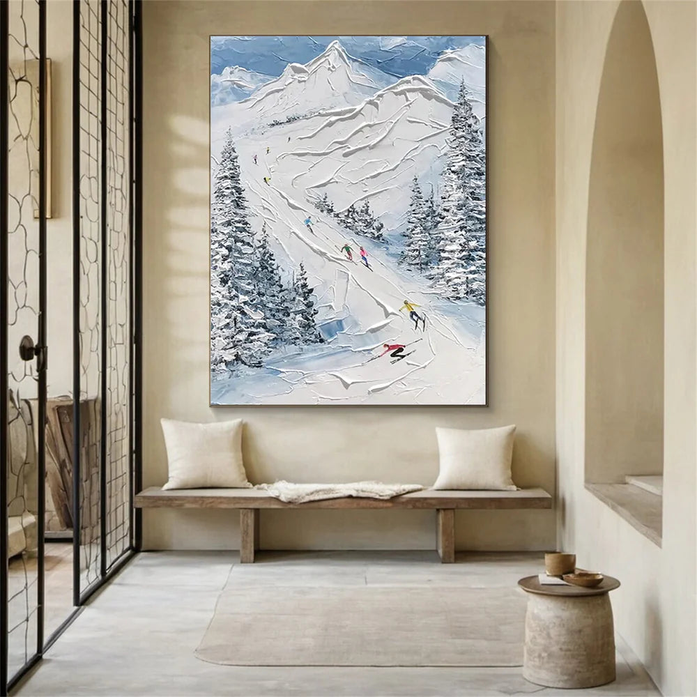 Skiing Sport Art Textured Canvas #PT020