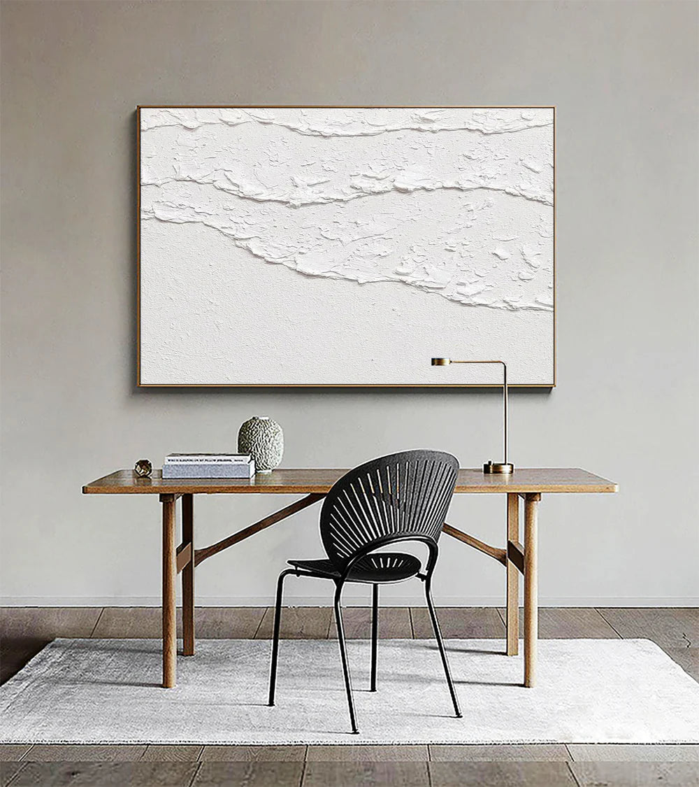 White Minimalist Textured Wall Art #MT025
