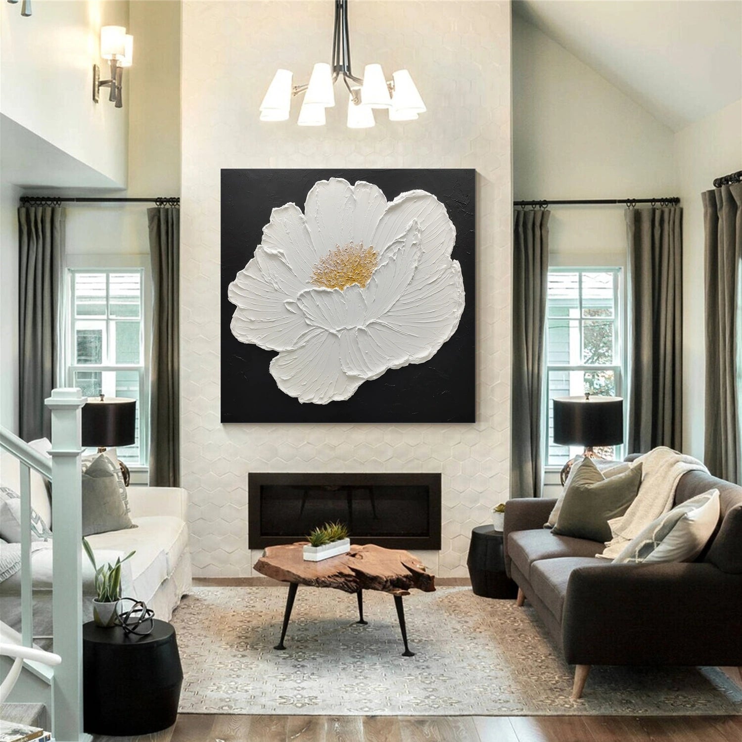 Flower & Tree Textured Abstract Wall Art #SF047