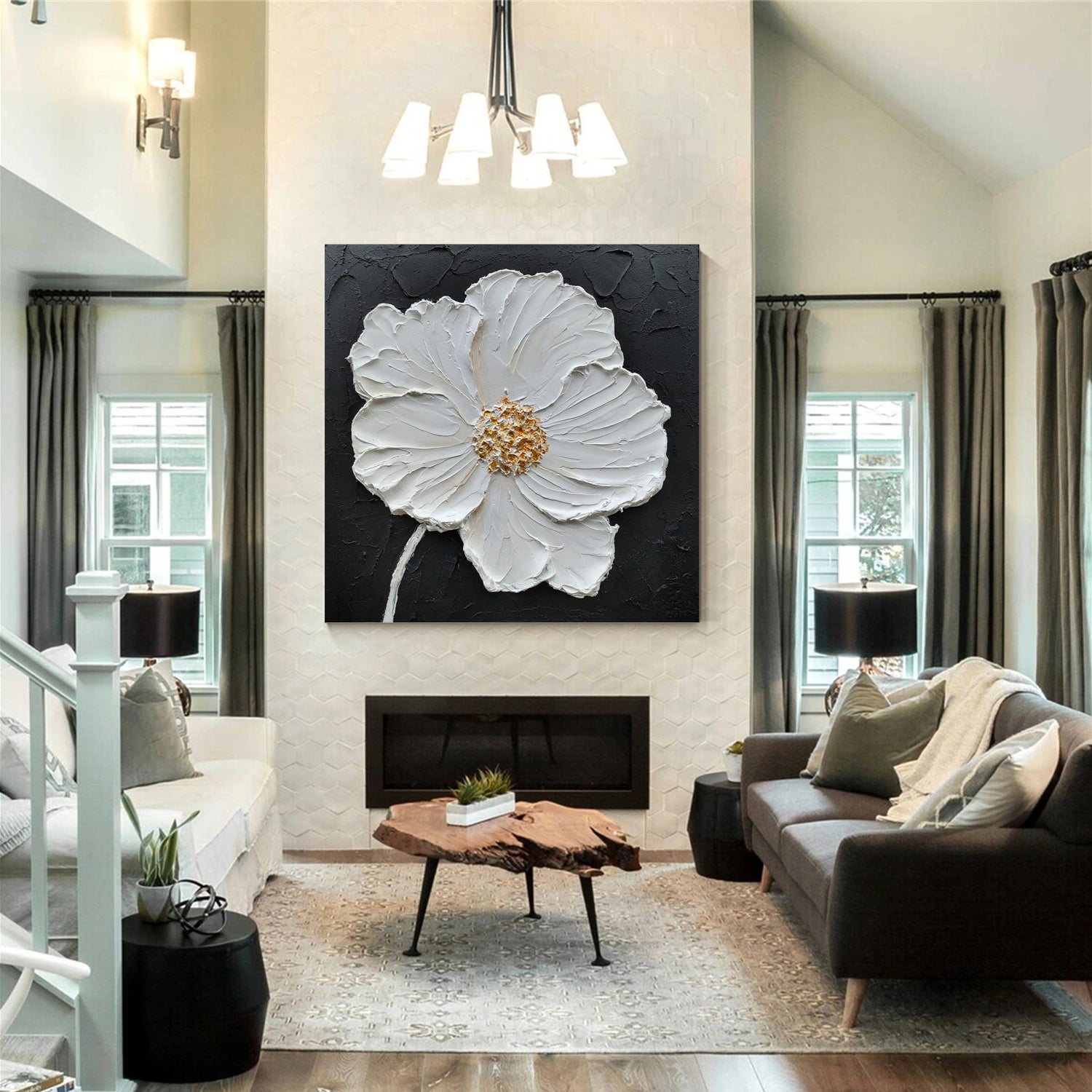 Flower & Tree Textured Abstract Wall Art #SF046