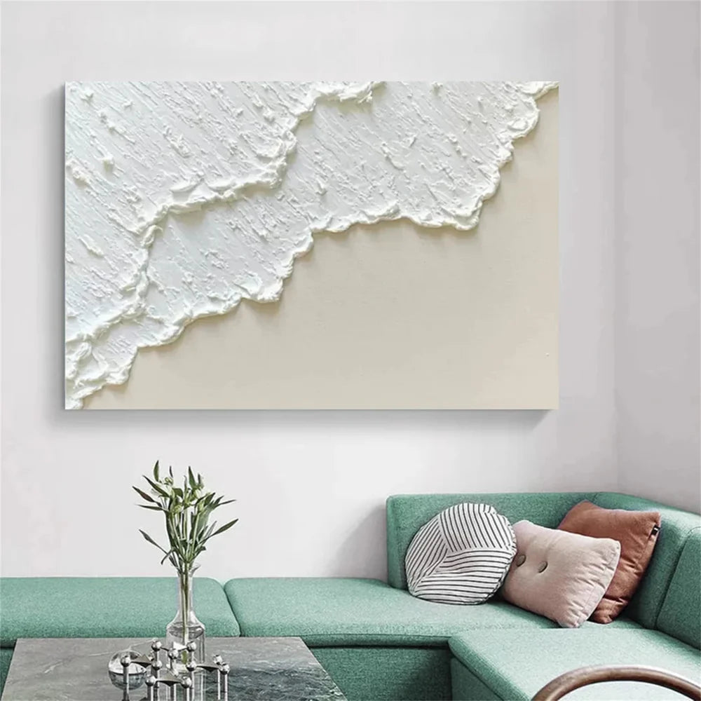 White Minimalist Textured Wall Art #MT059