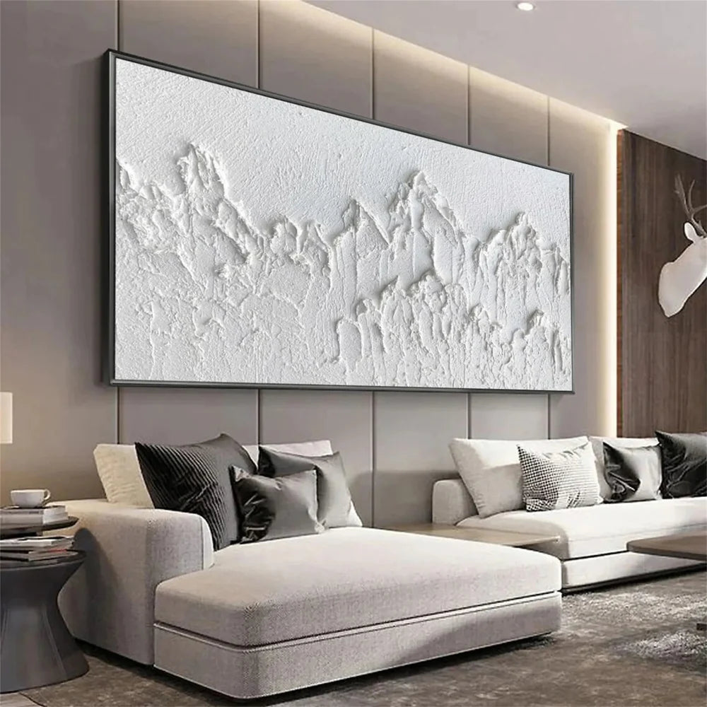 White Minimalist Textured Wall Art #MT074