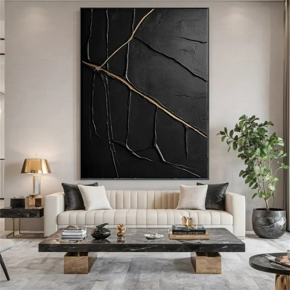Black Minimalist Textured Wall Art #MT078